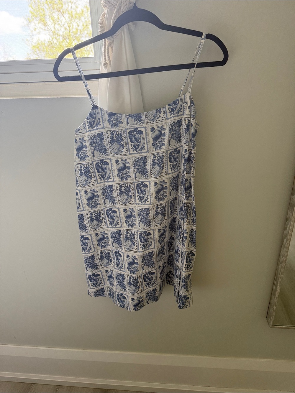 Abercrombie & Fitch Blue and White Tile-Print Mini skort dress